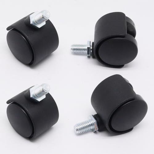 1 Inch Stem Swivel Casters Set of 4, M8 Threaded Stem Swivel Caster Wheels, 360° Rotation Heavy Duty Replacement Castors for Furniture Table Drawer Cabinet Plant Shelf Chair Wheels (Black) - style: 1"-M8 Threaded Stem
