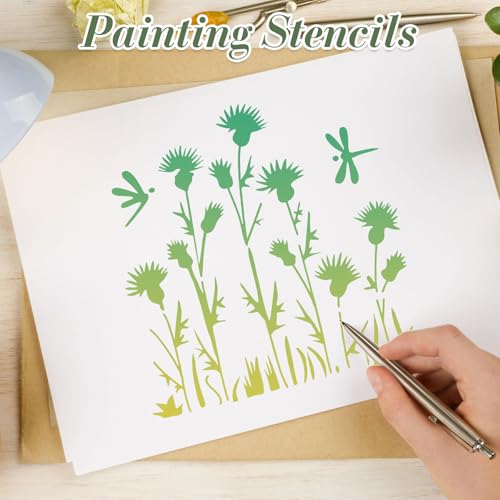Flower Stencils for Crafts Reusable 16Pcs Stencils(7.87X7.87 Inch) - color: Flowers