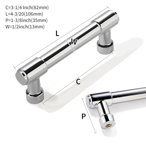 10 Pack 3-1/4 Inch Polished Chrome Drawer Pulls Cabinet Hardware Handles for Cabinets & Cupboards - color: Polished Chrome, size: 3-1/4"(82mm) Hole Center