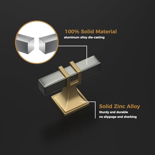 Haliwu Brushed Nickel and Gold Cabinet Knobs 6 Pack, Silver Drawer Knobs, Square 2 Tone Hardware for Kitchen Cupboard - color: Brushed Nickel and Matte Gold, size: 51mm(2 inch)