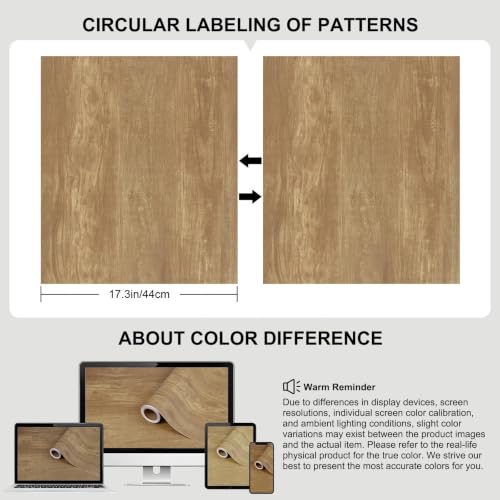 CAX Brown Wood Grain Contact Paper Peel and Stick Wallpaper Kitchen Counter - color: Brown, size: 17.3" x 118"