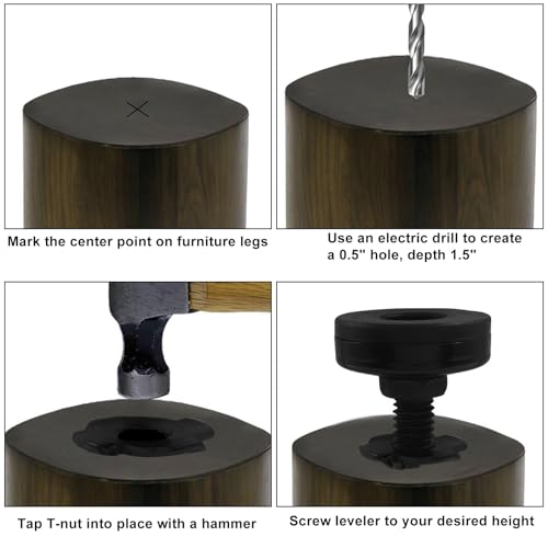 8 Pack Adjustable Leveling Feet - color: Black(8 Pack)