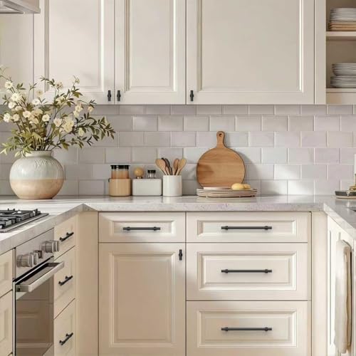 Amerdeco 10 Pack Knurled Matte Black Cabinet Pulls 3 Inch Hole Center Kitchen Cabinet Handles for Drawer, Cupboard and Wardrobe ZH0025 - color: Matte Black, size: 3"/76MM Hole Center, style: 10 Pack