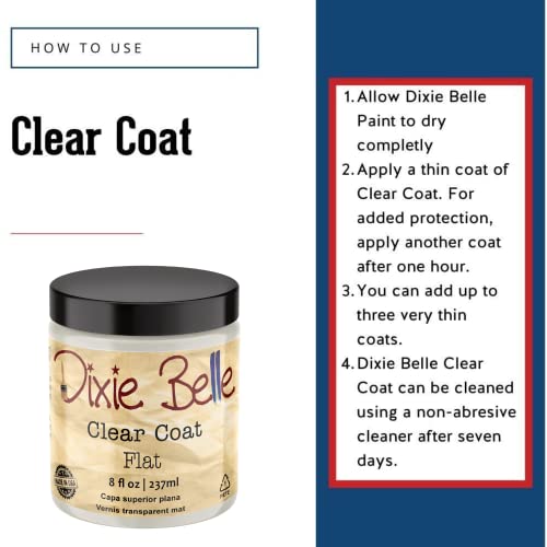 Dixie Belle Paint Company - Clear Coat Flat (8oz) - Polyacrylic Topcoat - color: Flat, size: 8 Fl Oz (Pack of 1)