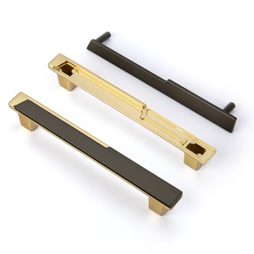 Haliwu 10 Pack Black and Gold Cabinet Knobs, Single Hole Center - color: Black & Gold, size: Single Hole Centers