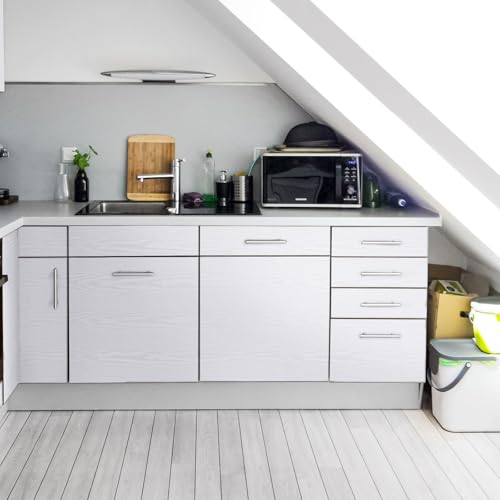 Sevalo Wood Grain Contact Paper for Cabinets Wood Wallpaper White17.7”×197” - size: 17.3“×197”