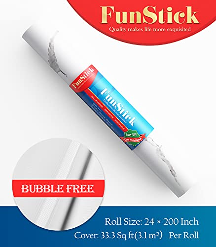 FunStick 24" x 200" Matte Peel and Stick Countertops White Marble Contact Paper Waterproof Self Adhesive Marble Wallpaper Removable Marble Wall Paper for Kitchen Counter Top Cover Bathroom Vanity Desk - color: White Grey, size: 24" x 200"