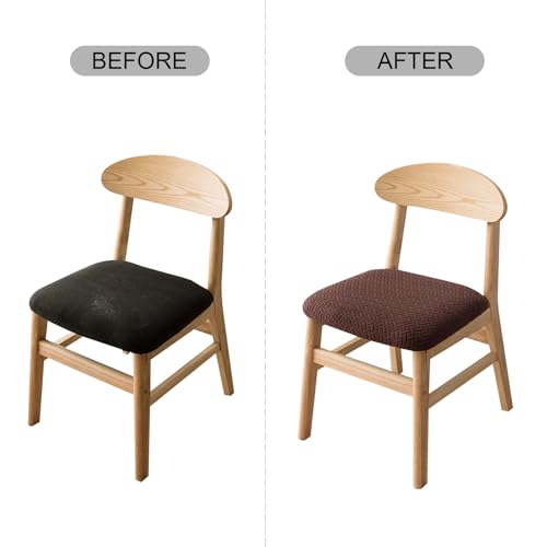 Genina Seat Covers for Dining Room Washable Chair Seat Slipcovers Set of 6 - color: Chocolate, size: 16-20in Not waterproof