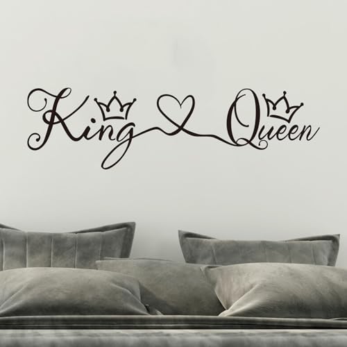 AnFigure Couples Quotes Wall Decals: Inspirational Vinyl Art Love Wall Stickers for Home Bedroom Bathroom Living Room - King & Queen 35"X9.8" - color: King & Queen, size: Large