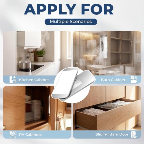 10 Pack Ultra-Thin Magnetic Cabinet Door Catch, No-Drill Adhesive