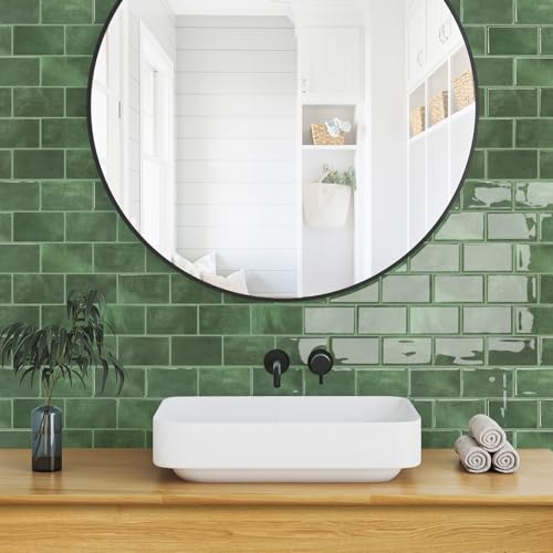 STICKGOO Subway Tile Peel and Stick Backsplash, Thicker Design 12" x 12" Stick on Backsplash Tiles for Kitchen, Bathroom, Wall Tile (10 Sheets, Sage Green) - color: Sage Green
