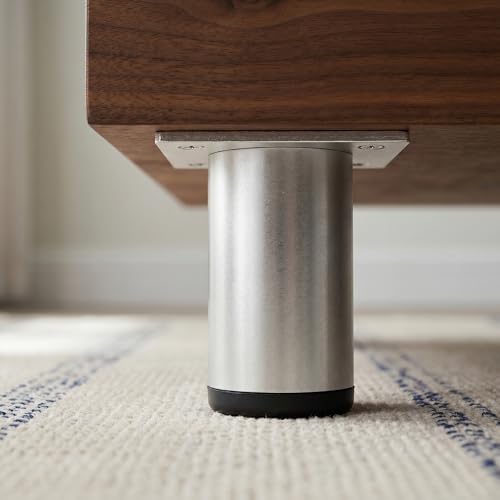 4 Pack 2 Inch Round Adjustable Aluminum Alloy Furniture Legs, Heavy Duty Cabinet Sofa Table Legs, Replacement Feet with Screws & Non-Slip Base, Silver - color: Silver