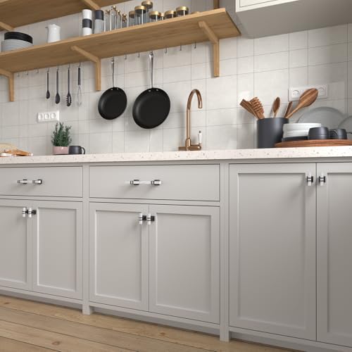 Rergy 10 Pack Cabinet Handles, White Marble & Matte Black Pulls, 5" - color: White Marble & Black, size: 5 inch (128mm) Hole Center