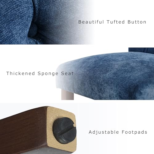 COLAMY Button Tufted Dining Chairs Set of 4, Parsons Upholstered Fabric Dining Room Chairs Kitchen Chairs with Wood Legs and Padded Seat, Blue - color: Blue, size: set of 4