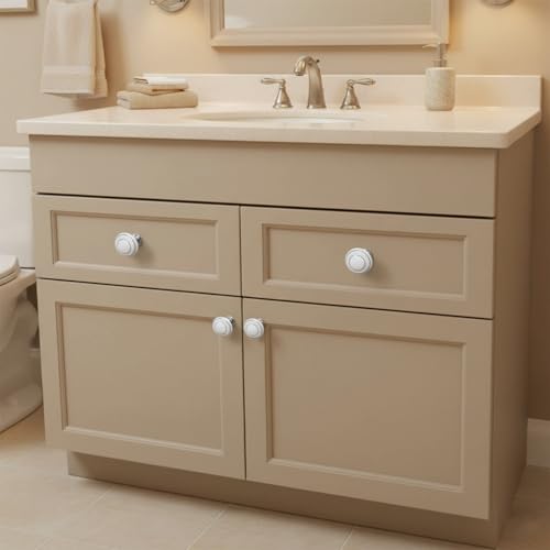 HUAMULAN Round Ceramic Knobs with Zinc Alloy Base for Cabinets 15 Pack - color: A2-43-Baisilver-15PCS
