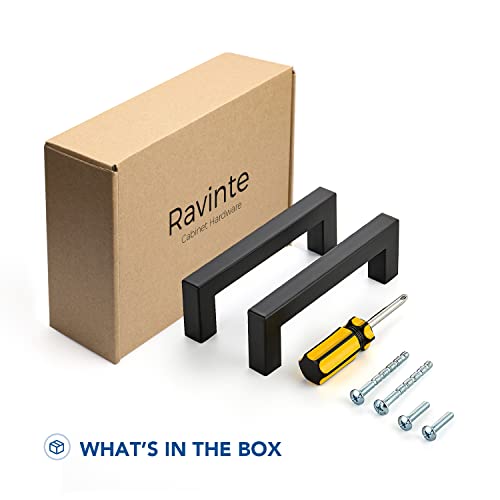 Ravinte Black Cabinet Pulls, 30 Pack 4 in Kitchen Cabinet Handles - size: 4 In Hole Centers