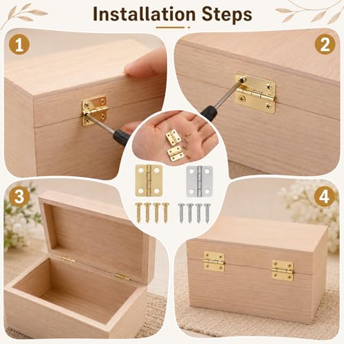 60PCS Small Hinges for Wooden Box, 0.7in Brass Hinges for Crafts, Small Box