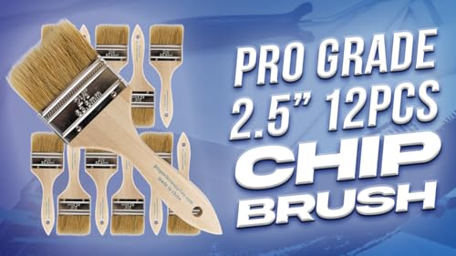 Pro Grade 2" Chip Brushes, Disposable Paint Brushes, for Paint, 12 Pack