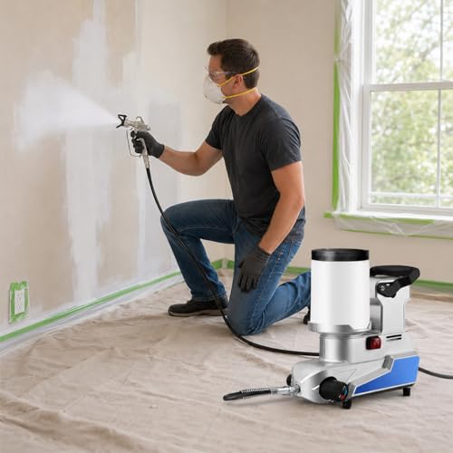 Airless Paint Sprayer, 2.5 L/Min High Flow, 0.5 Gallon Tank, 3 Adjustable Speeds, Durable Construction, 16 ft Hose, Includes 25-Piece Accessory Kit