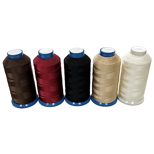 Haobase Bonded Nylon Sewing Thread 1500 Yard T70#69 for Leather, Bag, Shoes, Canvas, Upholstery with Sewing Needles Kit (Red) - color: Red