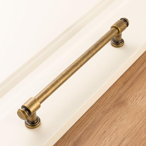 KOOFIZO 10 Pack 7-1/2 in Antique Brass Cabinet Pulls, Drawer Handles P11 - color: Antique Brass, size: 7-1/2" CC