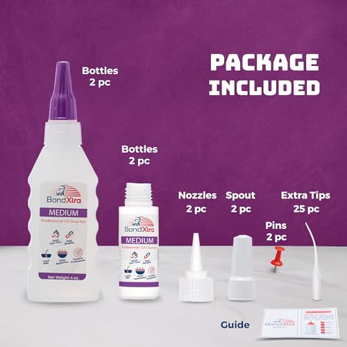 8 oz Medium CA Glue for Woodworking, Premium Super Glue Kit for Wood Turning with Extra Bottles, Anti Clog Caps, Microtips, Medium Viscosity Cyanoacrylate for Plastic, DIY, Craft, Hobby, etc - size: 8 oz, style: MEDIUM
