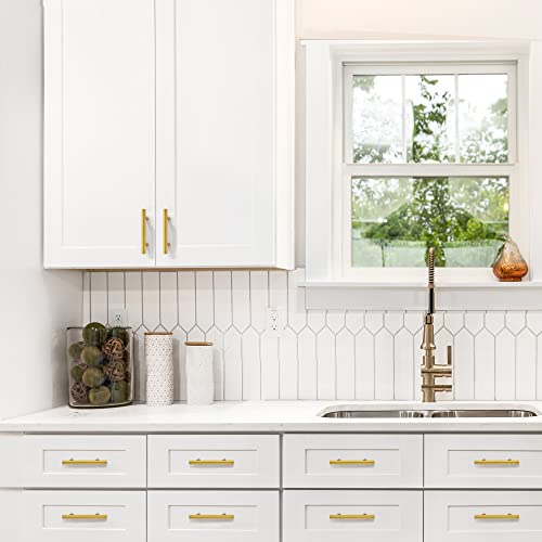 Ravinte Brushed Brass Cabinet Handles, 5 Pack Drawer Pulls, 3-1/2 in - size: 3-1/2 Inch Hole Centers