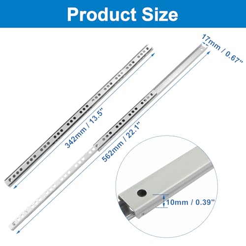 13.5" Small Narrow Drawer Slides, 1 Pair - size: 13.5"
