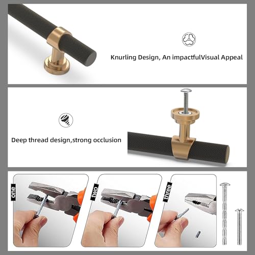 10 Pack 5 Inch Black and Champagne Bronze Cabinet Handles - color: Black and Champagne, size: 5'' Hole Center(128mm)