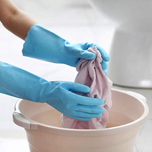 HSL Latex-Free Cleaning Gloves, Cotton Flocked Liner, 2 Pairs, Small - color: Blue+pink, size: Small (Pack of 2)