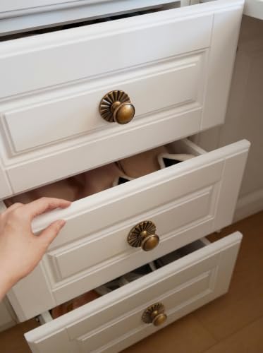 6Pack Antique Brass Cabinet Knob with Backplate Round Drawer Knob - color: Antique Brass, style: Daisy