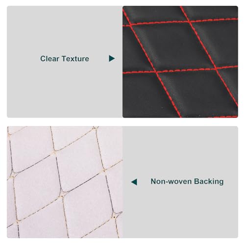 Vinyl Faux Leather Quilted Fabric Foam Backed,Black (Red Thread) - color: Black(red Thread), size: Style-A