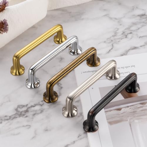 3-3/4 Inch Brushed Gold Cabinet Pulls Drawer Handles 10 Pack P2502 - color: Brushed Gold, size: 3-3/4 Inch Hole Centers