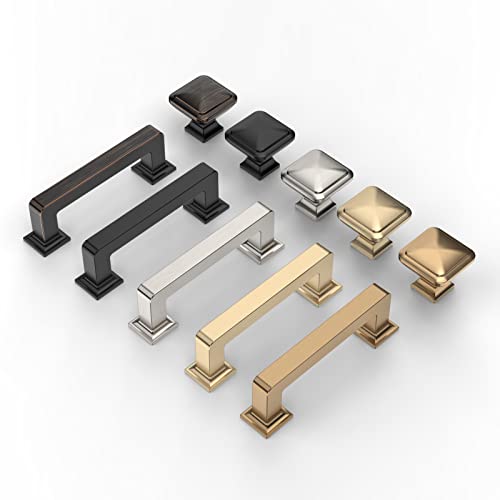 9BUILD 10 Pack Matte Black Cabinet Knobs,Solid Square Drawer Pulls - color: Matte Black, size: 1.2"/30MM