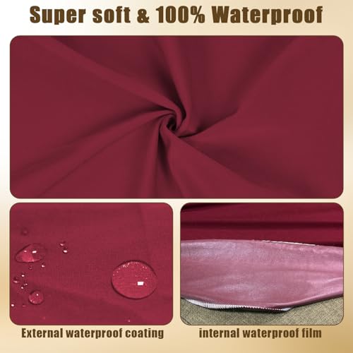 JQinHome Waterproof Dining Chair Seat Covers Set of 4 | Soft Removable Washable Chair Covers for Dining Room,Rear Gap Hook-and-Loop| Elastic Non-Slip, Full Rear Coverage | Wine Red - color: Wine Red, size: 4PC