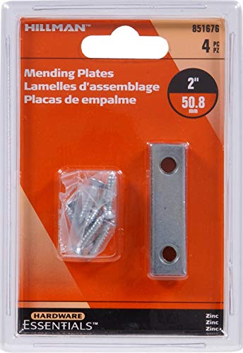 Hardware Essentials 851676 Mending Plates Zinc 2" x 1/2" - 4 Pack