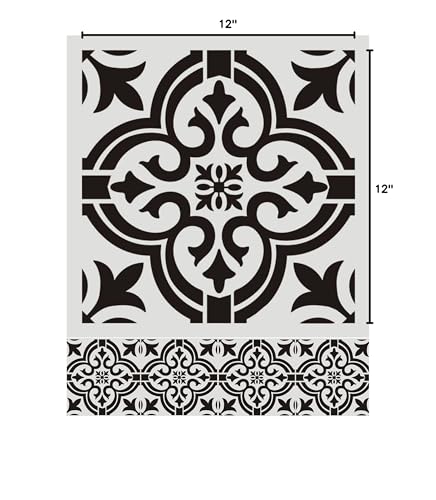 12 x 12 Inch Large Size Reusable Stencil Laser Cut Painting Template Floor Wall Tile Fabric Furniture Stencils Painting Stencils (A4, 2 PC) - size: 2 PC