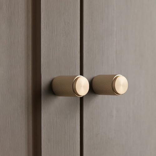 Goo-Ki 6 Pack Champagne Bronze Knurled Cabinet Knobs – Textured Cylinder Drawer Pulls for Modern Kitchen Furniture, Dresser - color: Champagne Bronze