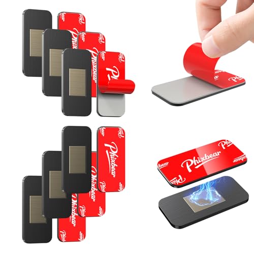 PHIXBEAR 6-Pack No-Drill Invisible Magnetic Cabinet Catches, Stainless Steel with Strong Adhesive for Kitchen, Bathroom & Closet Drawers Black - color: Black
