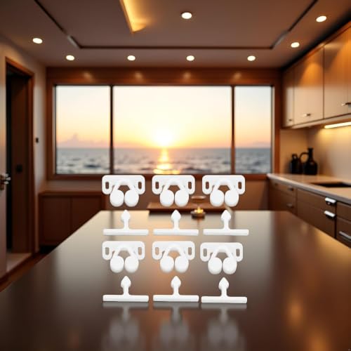 6Pcs White Marine Boat Ball Catch Door Cupboard Spring Back Plates Roller Latch Plastic Catches Cabinet Hardware