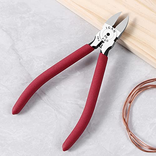 IGAN-P6 Wire Flush Cutters (Pack of 5), 6-inch Ultra Sharp and Powerful Side Cutter Clippers, Ideal Wire Snips for Handmade and Any Clean Cut Needs - size: Pack 5