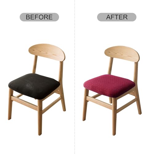 Genina Seat Covers for Dining Room Washable Chair Seat Slipcovers Set of 4 - color: Wine Red, size: 16-20in Not waterproof