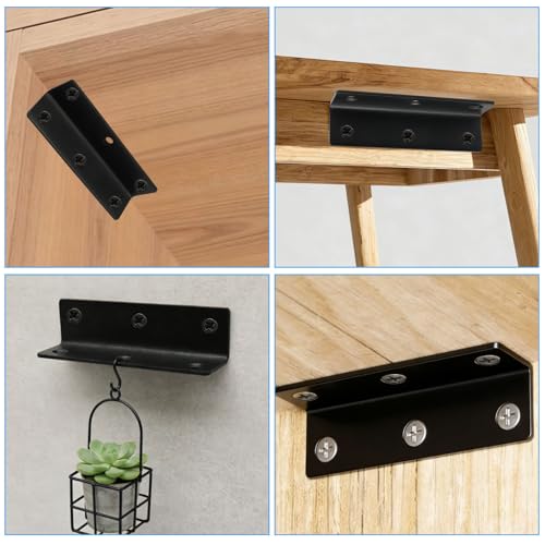 4" x 1" Corner Brace Angle Bracket, 4 Pcs, Black - size: black,4"x 1"