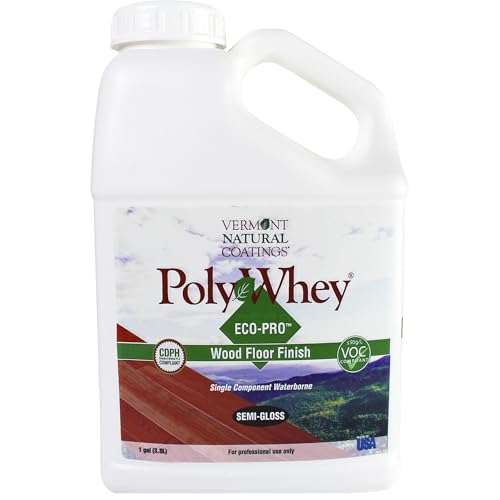 Vermont Natural Coatings PolyWhey ECO-PRO Wood Floor Finish, Semi-Gloss, 1 Gallon – Durable Water-Based Floor Coating