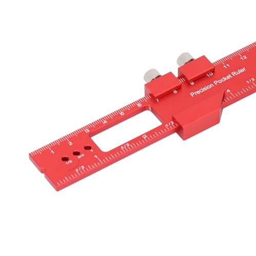 6 Inch Woodworking Ruler Adjustable Sliding Stop Aluminum Alloy Pocket Ruler for Marking Locating Measuring