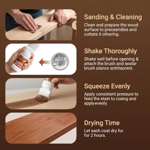 Wood Stain, 6.35 oz Water Based Wood Stain and Sealer in One - No Priming, No Top Coat Required, Fast Drying|Low Odor|Non-Toxic, Perfect for Indoor and Outdoor Furniture(Teak)