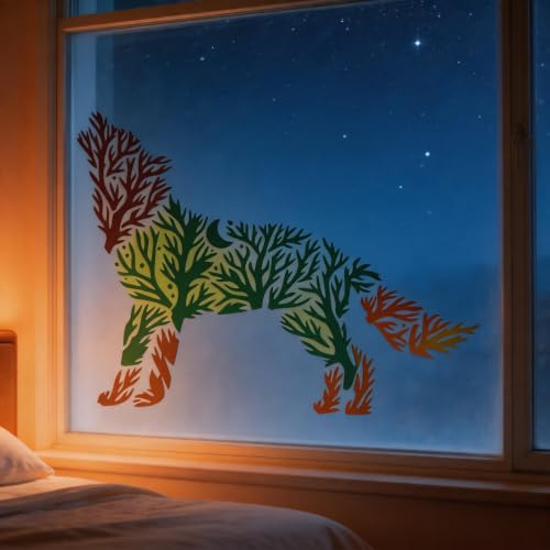 TIAMECH A4 Reusable Forest Tree Howling Wolf Stencil for Painting - color: Forest Tree Howling Wolf