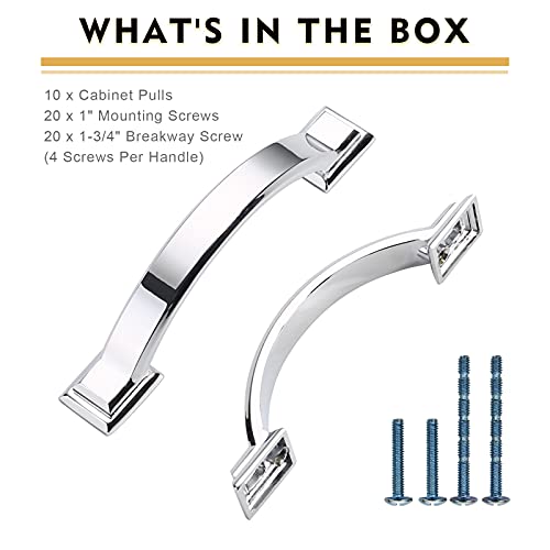 10 Pack 3 inch Cabinet Pulls Polished Chrome Cabinet Handles Drawer Pulls for Kitchen Cabinet Cupboard - color: Polished Chrome, size: 3 inch(76mm), style: 10 Pack