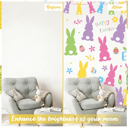 Happy Easter Bunny Wall Decals, 9 Sheets 74 Pcs - color: Easter Bunny