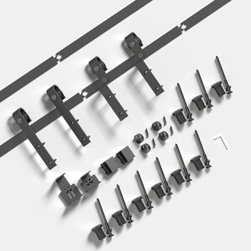 EaseLife 8 FT Mini Cabinet Bypass Sliding Barn Door Hardware Track Kit,Easy Install,Slide Smoothly Quietly,Apply for Storage Window TV Stand and Other Shielding (No Cabinet) - size: 8 feet for 2 doors